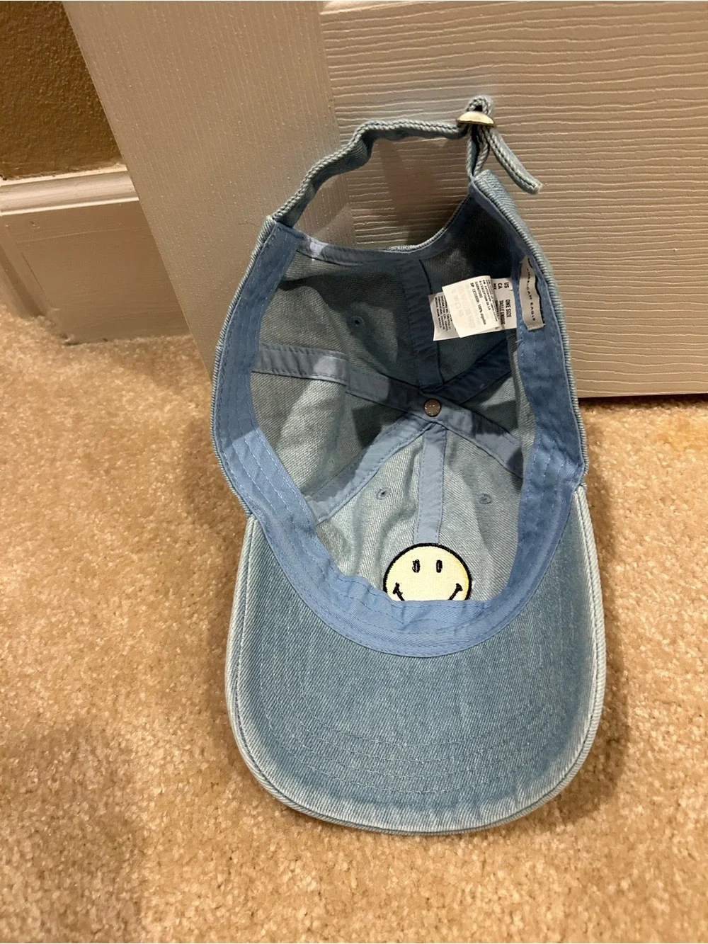 Kids Light Blue Smiley Face Baseball Cap
